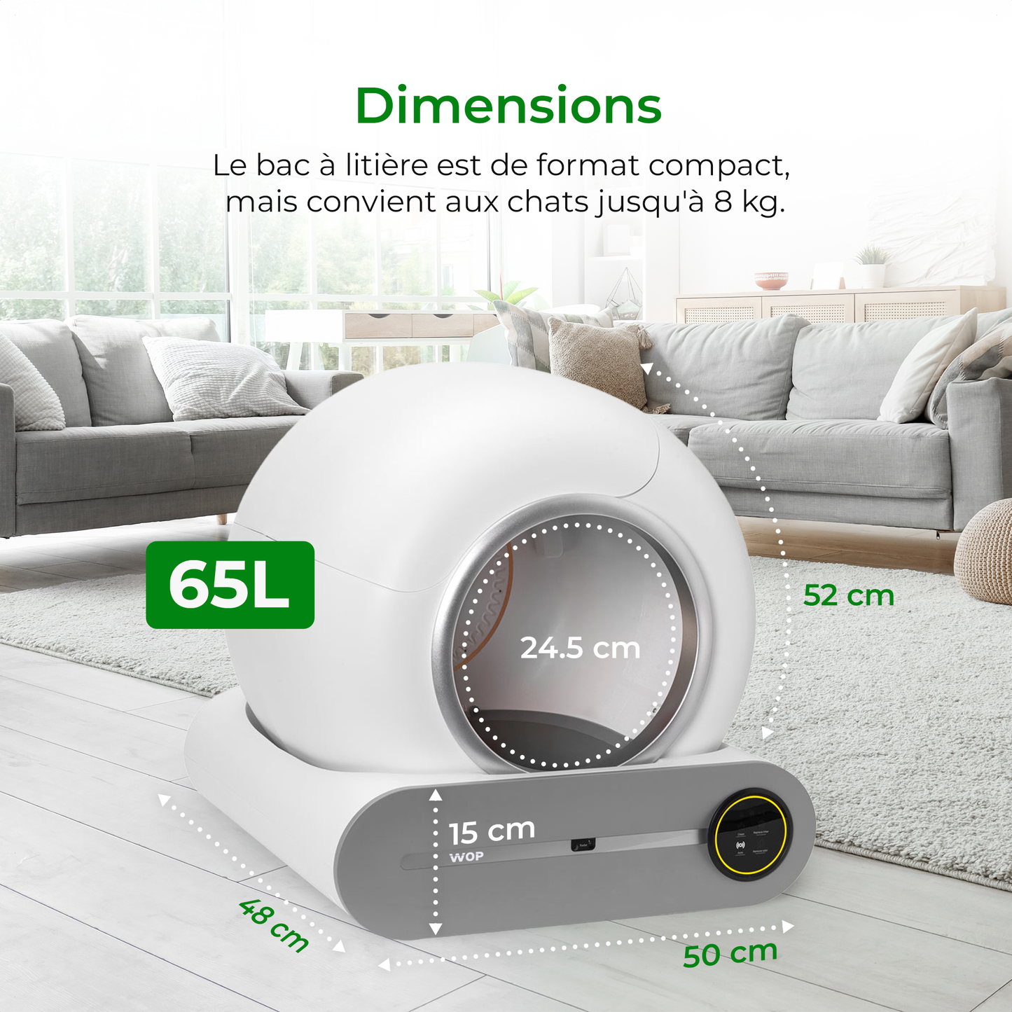Bac à litière autonettoyante pour chats