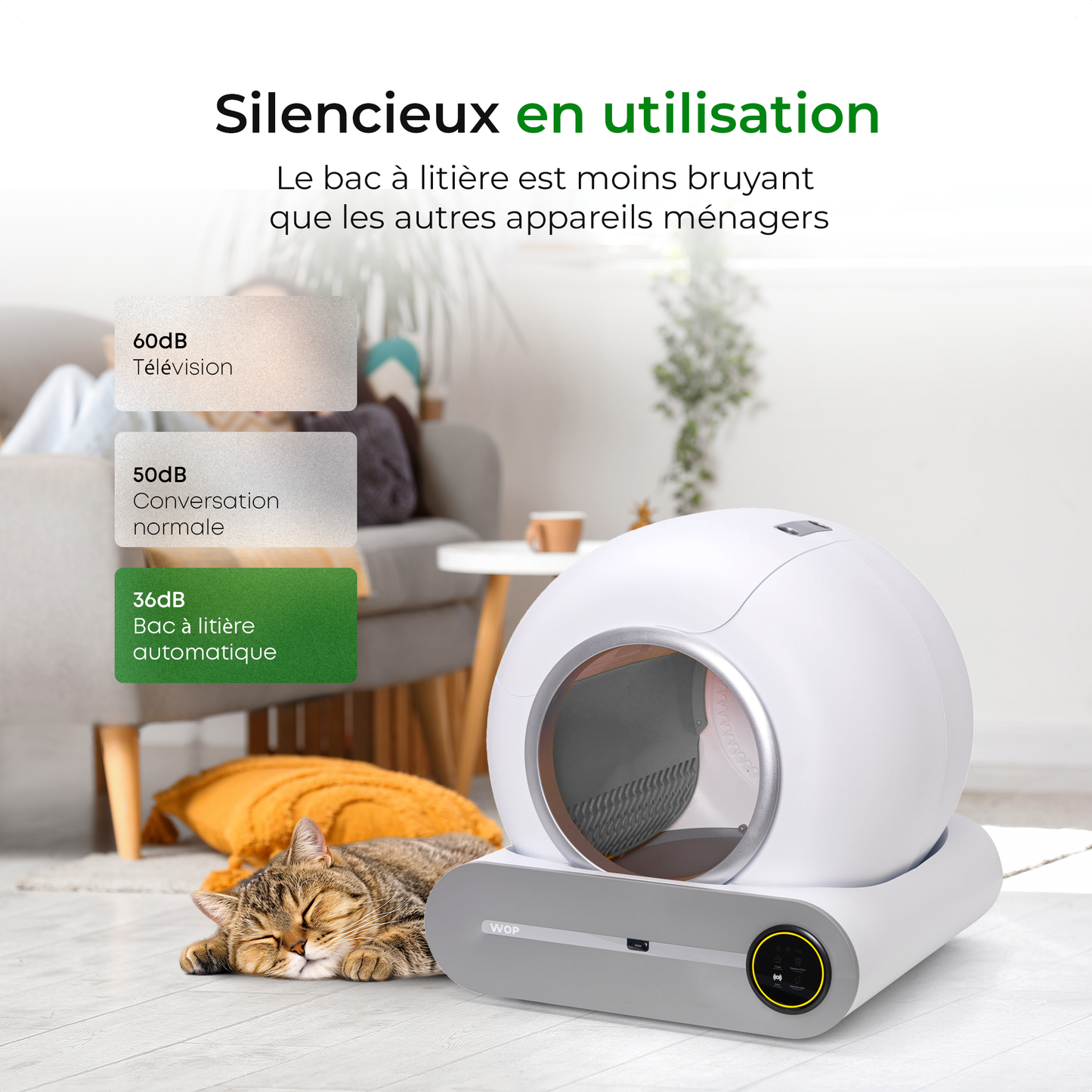 Bac à litière autonettoyante pour chats