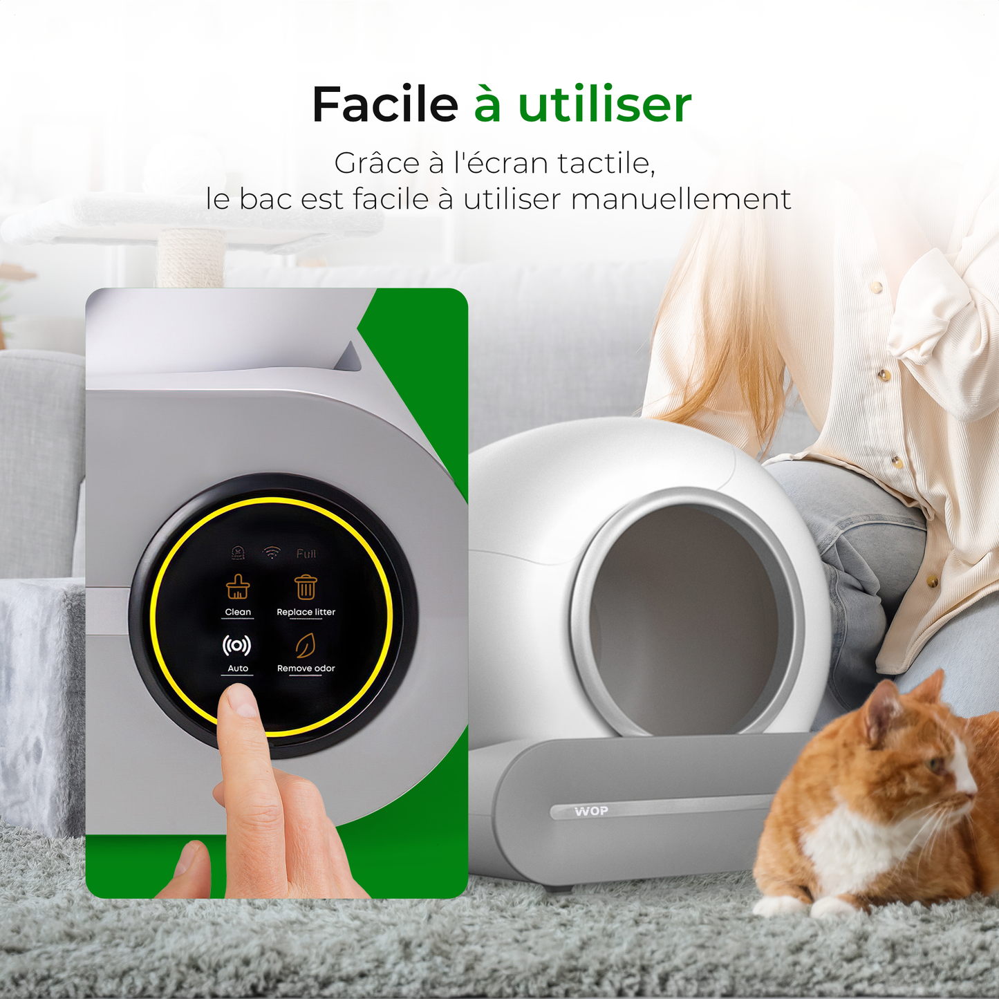 Bac à litière autonettoyante pour chats