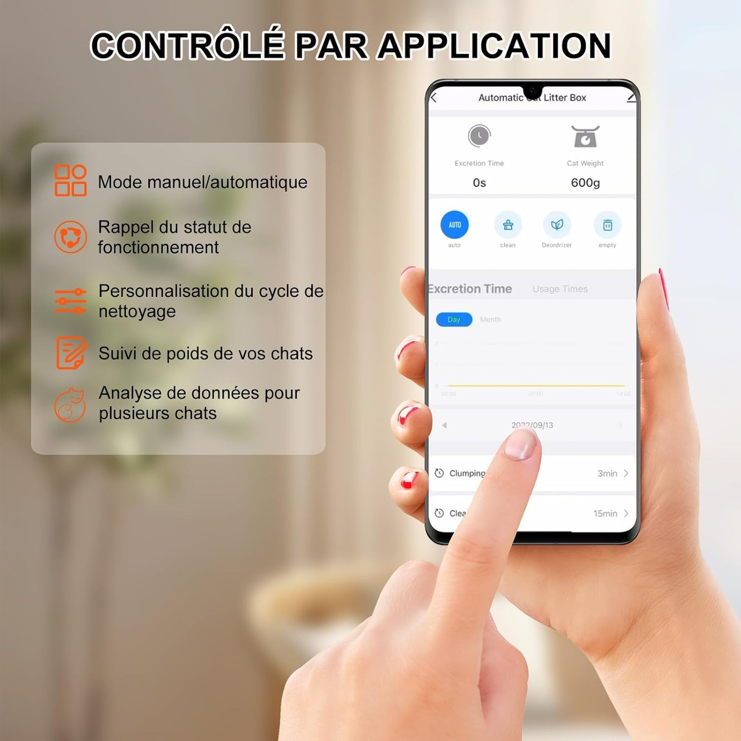Bac à litière autonettoyante pour chats