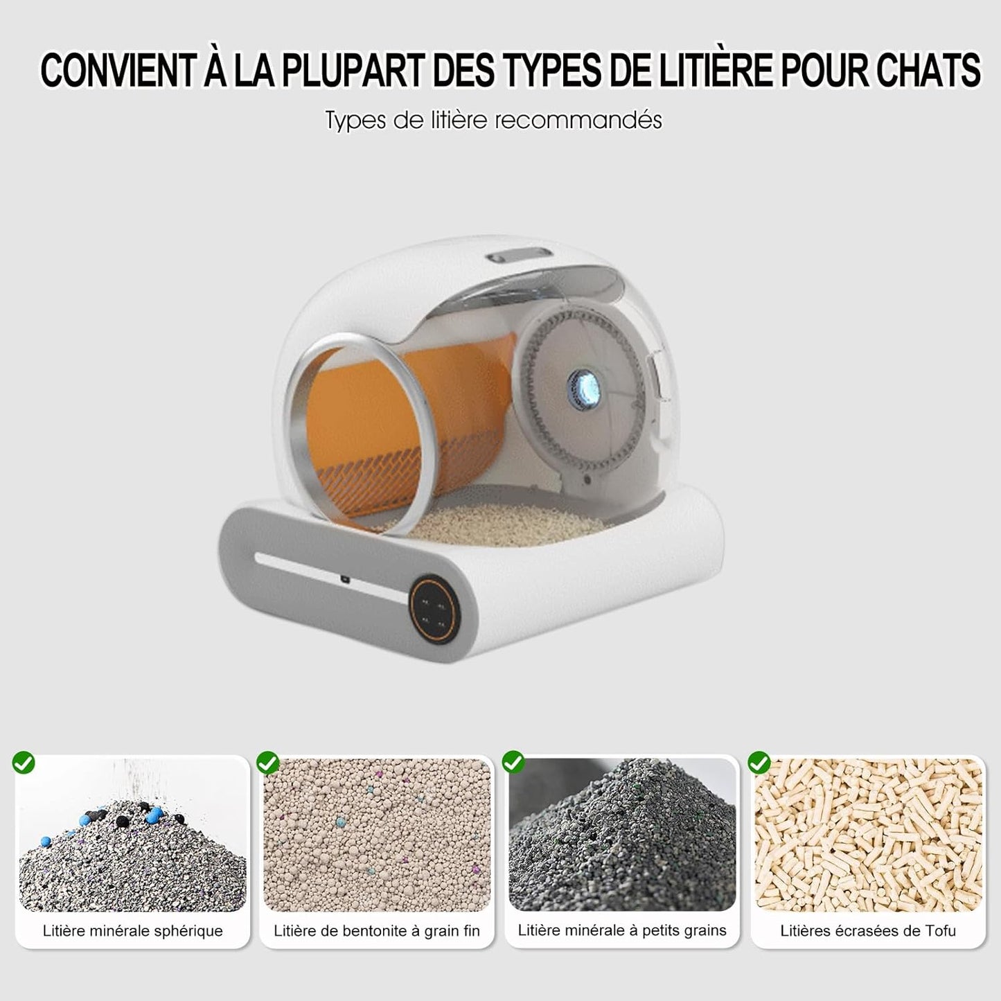 Bac à litière autonettoyante pour chats